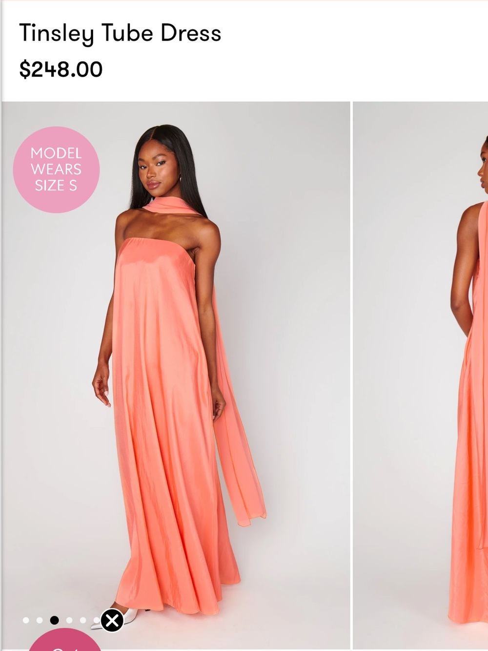 Show Me Your MuMu Coral Tube Maxi Dress with Draped Scarf Tinsley tube dress